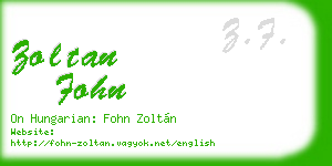 zoltan fohn business card