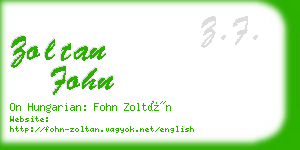 zoltan fohn business card